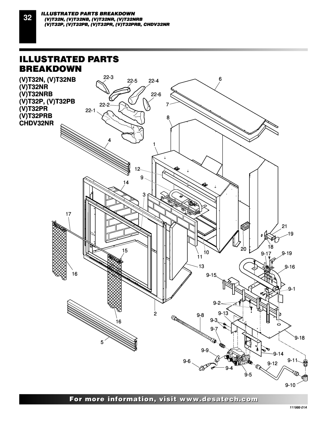 Desa Illustrated Parts Breakdown, VT32N, VT32NB, VT32NRB, VT32P, VT32PB, VT32PRB, CHDV32NR, For..com 