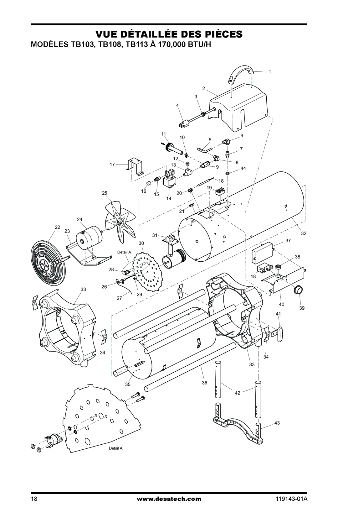 Desa 000 BTU TB101, TB111, TB114 125, TB112 170, TB100, TB110 85, TB104, TB107, TB105 Modèles TB103, TB108, TB113 à 170,000 BTU/h 