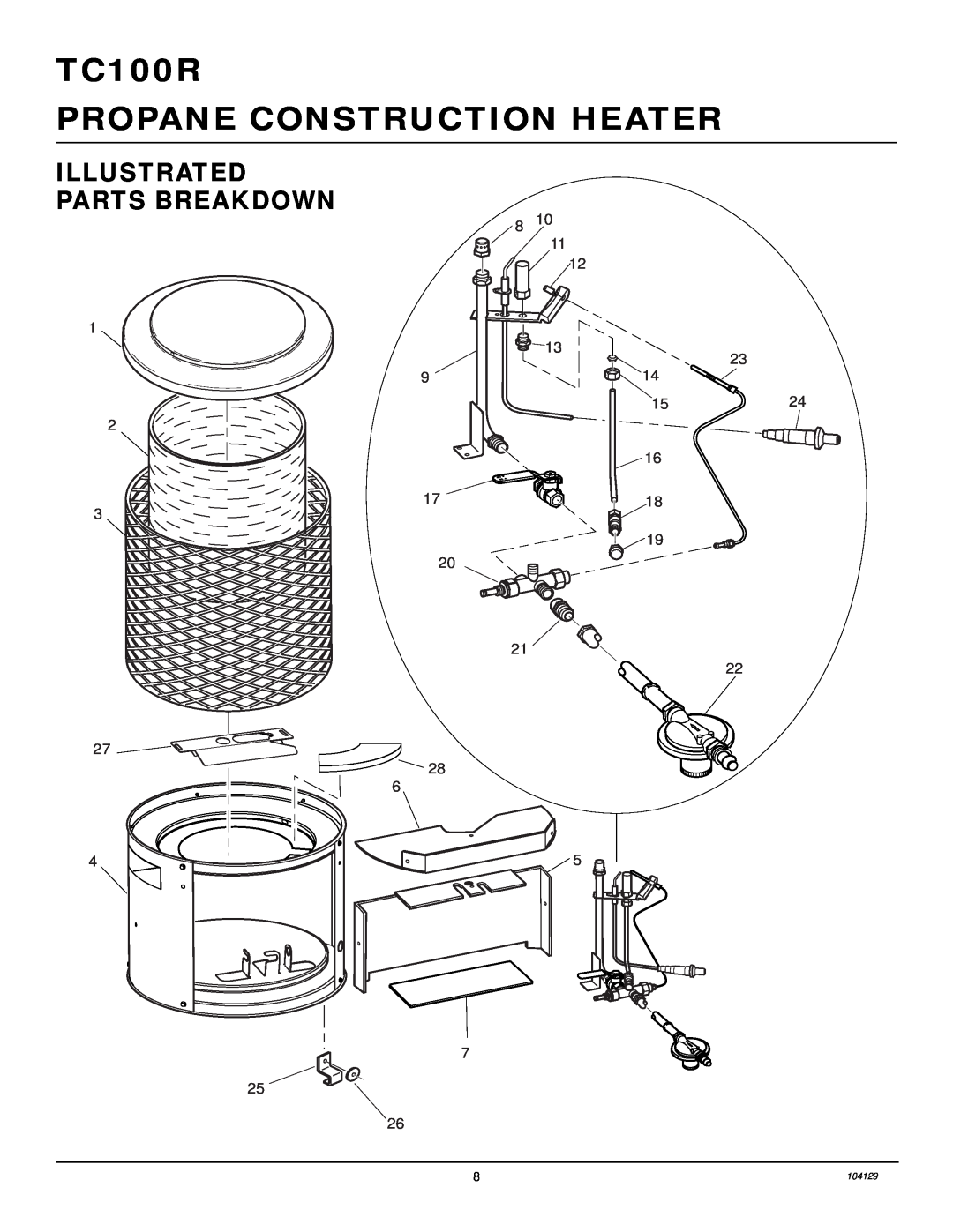 Desa owner manual Illustrated Parts Breakdown, TC100R PROPANE CONSTRUCTION HEATER 