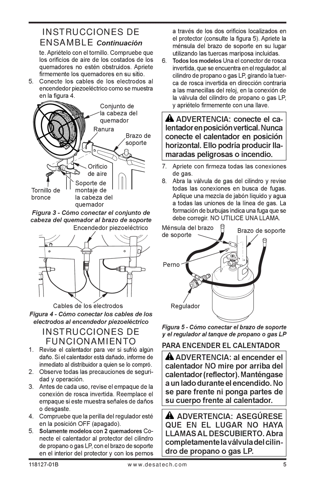 Desa TC111 8, TC110 8, 000-12, 050 BTU, 000-24 owner manual Instrucciones de funcionamiento 