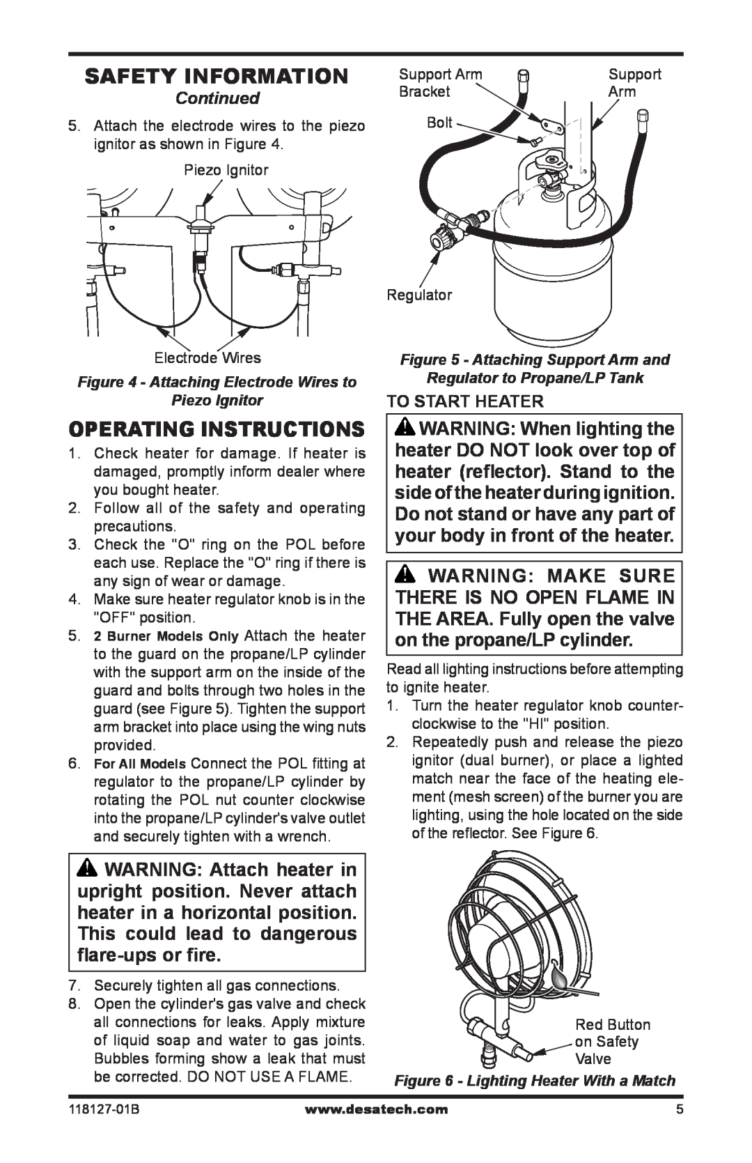 Desa TC111 8, TC110 8, 000-12, 050 BTU, 000-24 owner manual Safety Information, Operating Instructions, To START Heater 