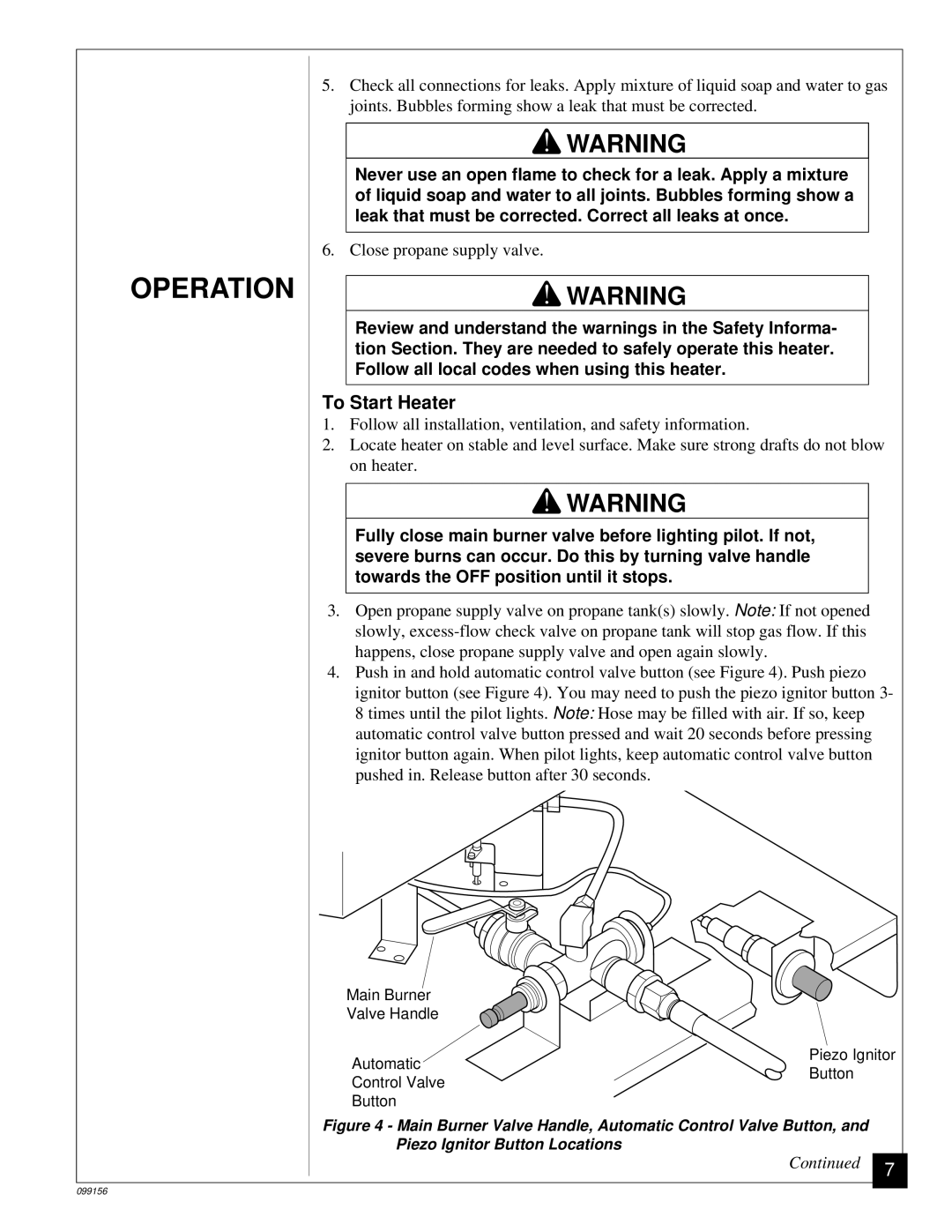 Desa RCP275, TC275 owner manual Operation, To Start Heater 