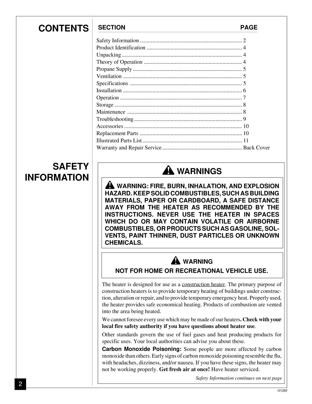 Desa RCP2000, TC275J, REM2000 owner manual Contents, Safety, Information 