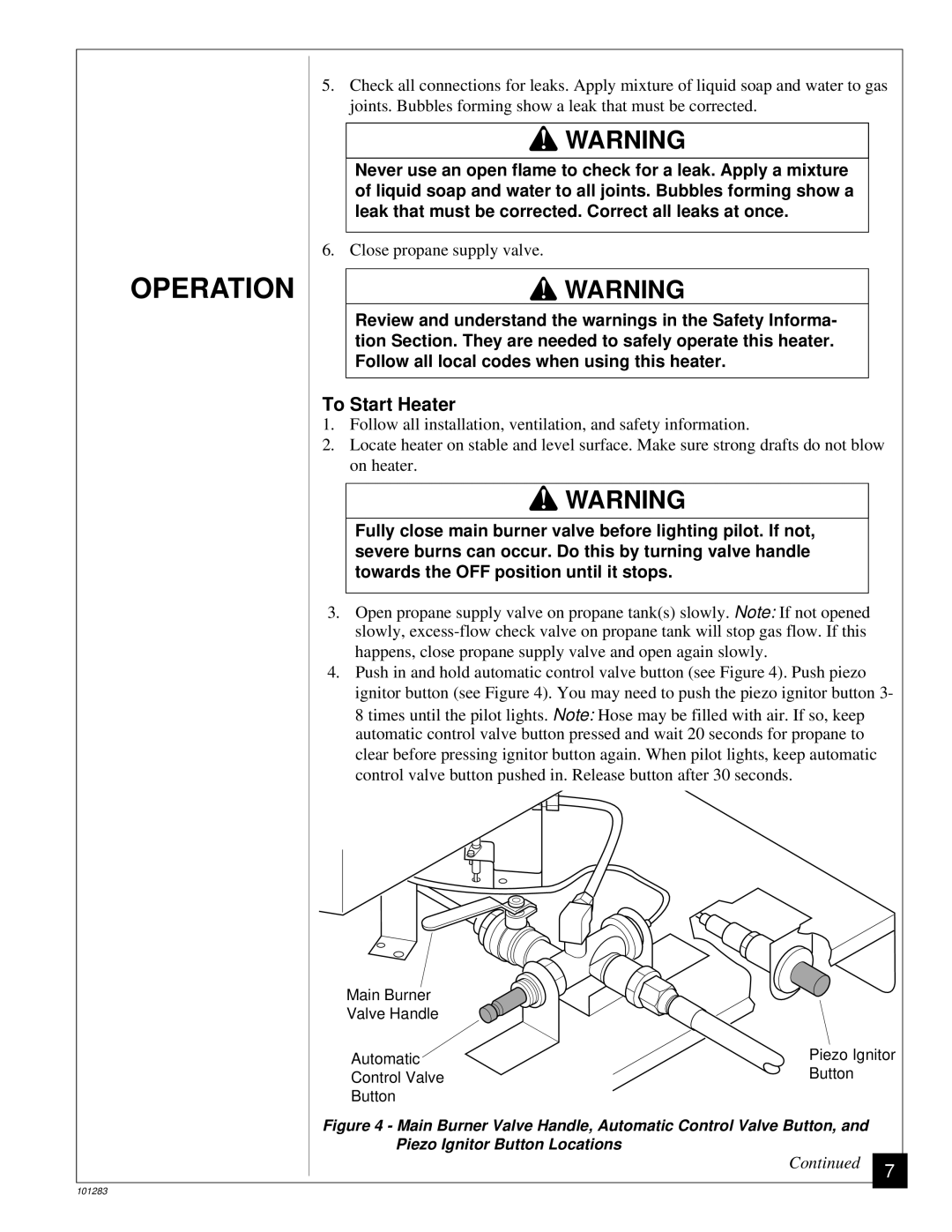 Desa REM2000, TC275J, RCP2000 owner manual Operation, To Start Heater 