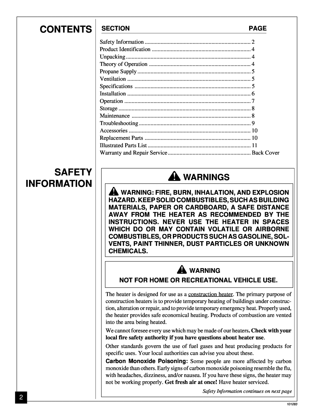 Desa RCP2000, TC275J, REM2000 owner manual Contents, Safety, Information, G 001WARNINGS 