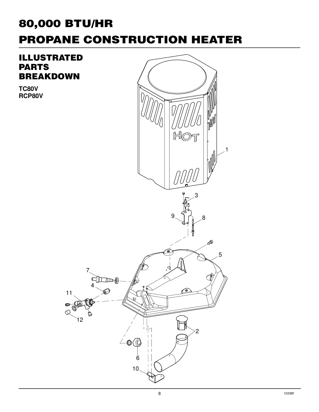 Desa owner manual Illustrated Parts Breakdown, TC80V RCP80V 