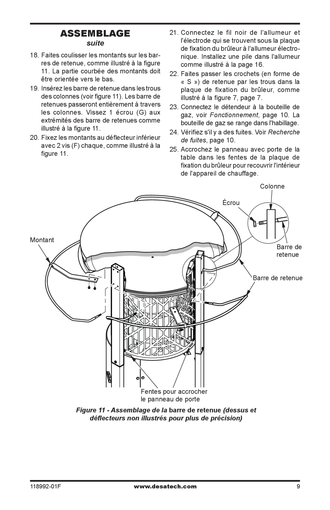 Desa Td101, Td103, Td109, Td111 owner manual Assemblage 