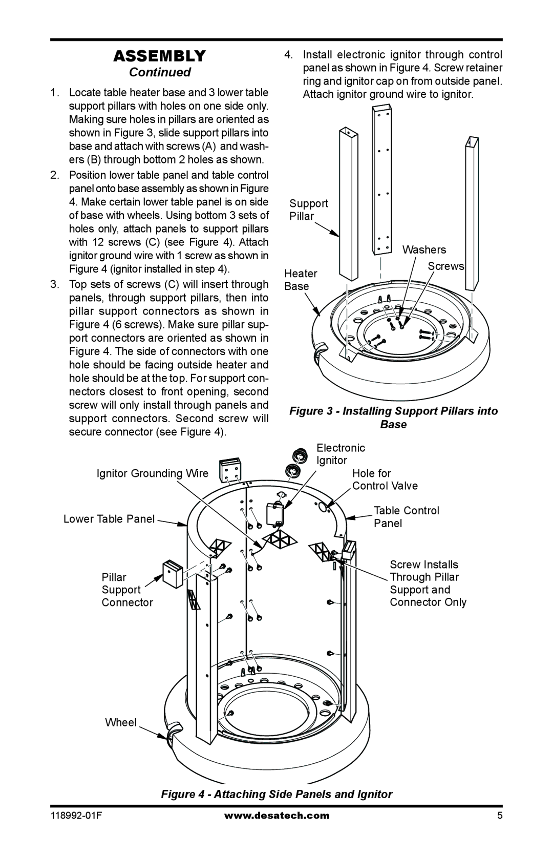 Desa Td101, Td103, Td109, Td111 owner manual Support Pillar Washers Heater, Base 