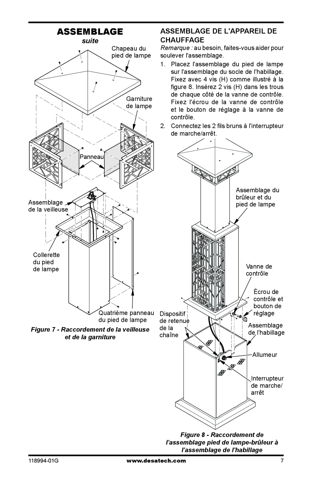 Desa Td102, Td104, Td100 Assemblage de lappareil de chauffage, Chapeau du pied de lampe Garniture de lampe, Chaîne 