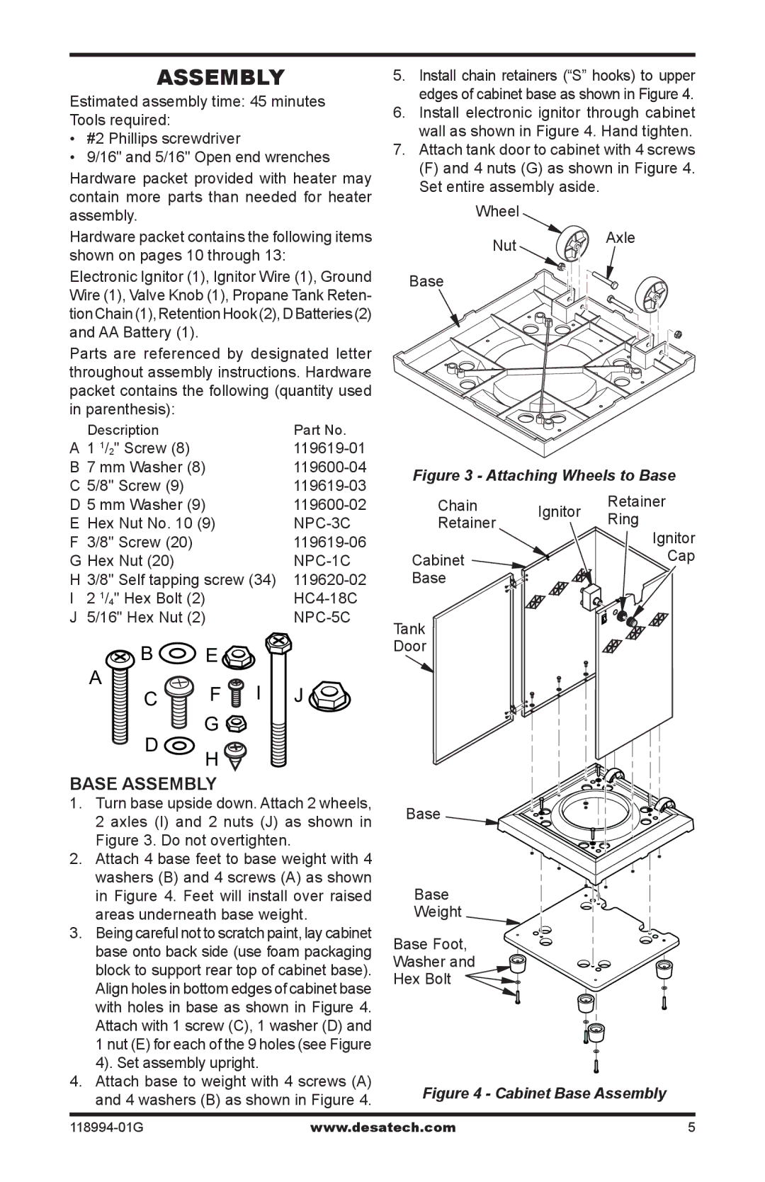 Desa Td102, Td104, Td100, TD100, TD102, TD104, TD110 owner manual Base Assembly 