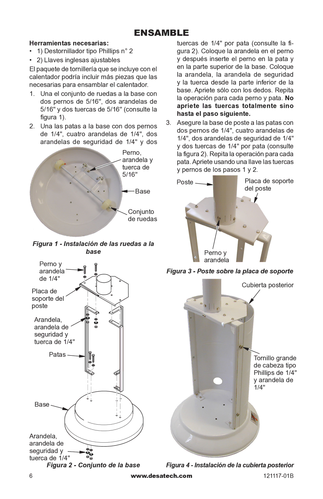 Desa Td125, Td126, Td127, Td128 owner manual Ensamble, Herramientas necesarias 