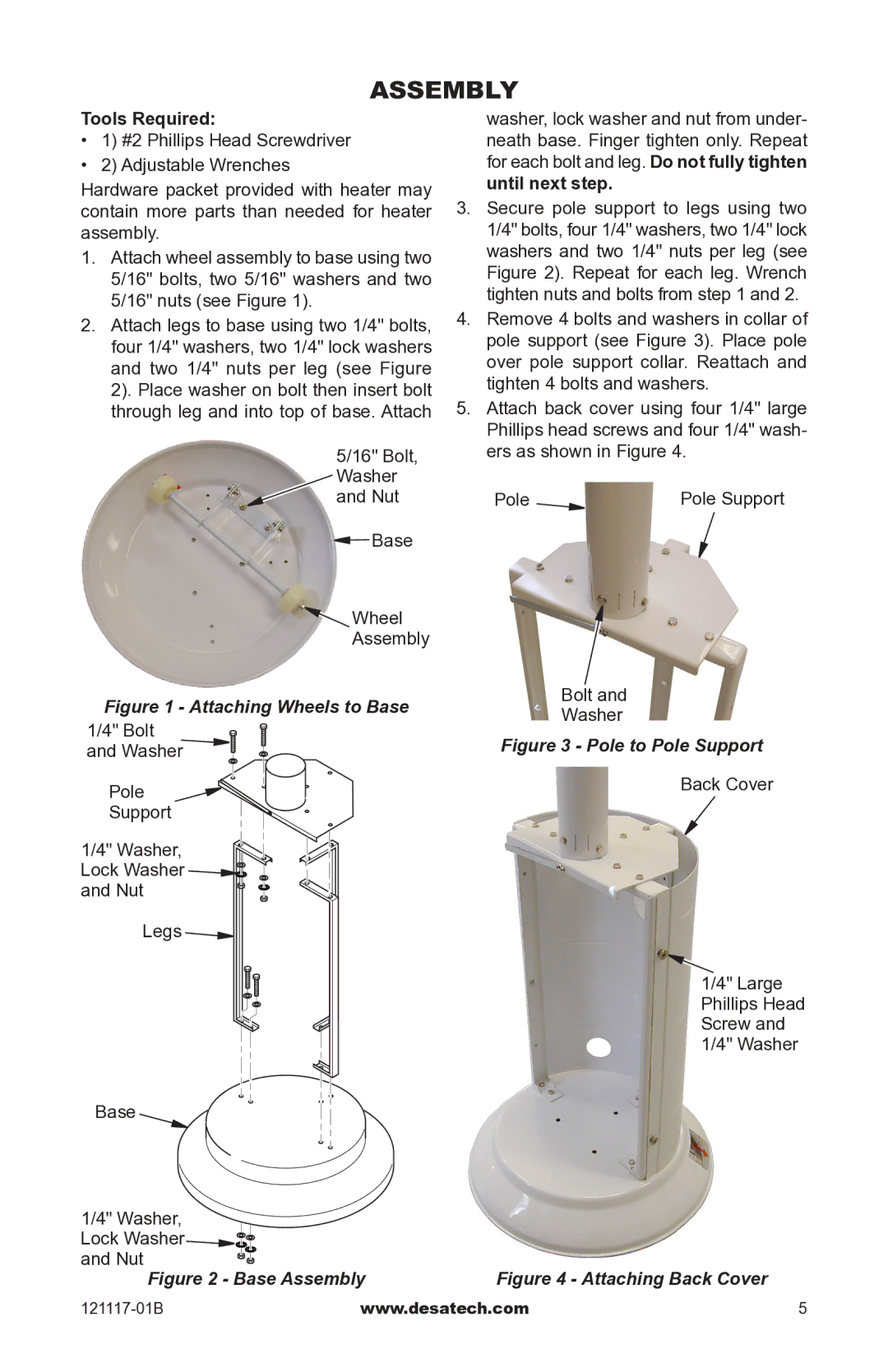 Desa Td125, Td126, Td127, Td128 owner manual Assembly, Tools Required 