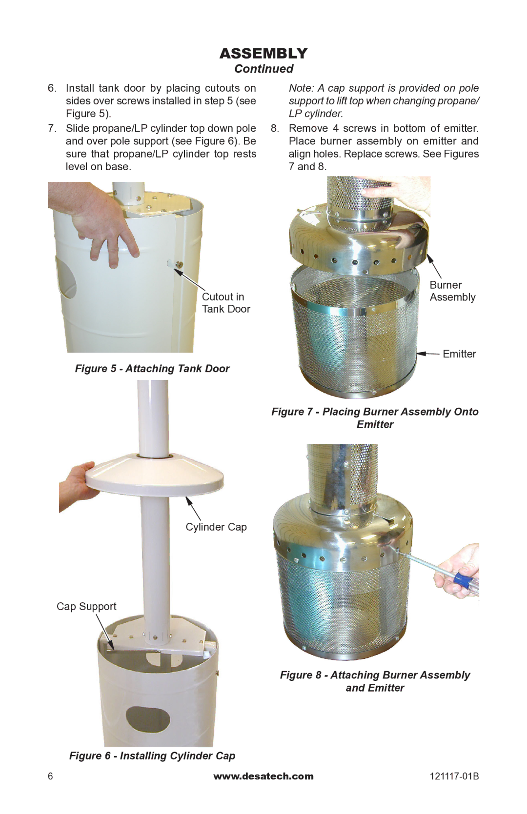 Desa Td125, Td126, Td127, Td128 owner manual Attaching Tank Door 