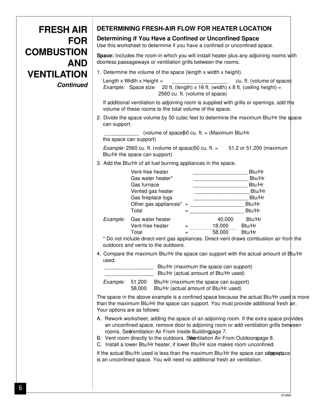 Desa Tech 18, B, 28 Fresh AIR for Combustion and Ventilation, Determining FRESH-AIR Flow for Heater Location 