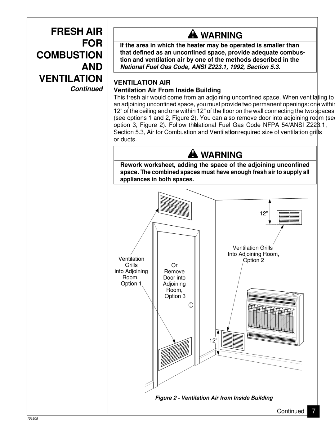 Desa Tech 18, 28 installation manual Ventilation AIR, Ventilation Air From Inside Building 