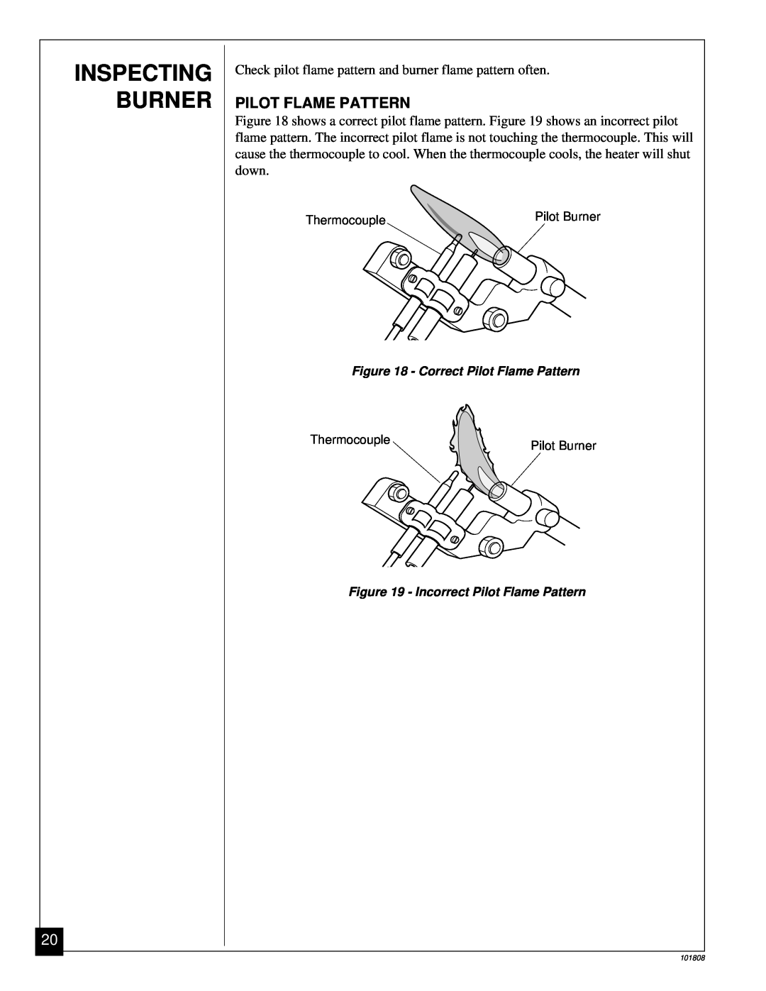Desa Tech 28, 18 installation manual Inspecting Burner, Pilot Flame Pattern 
