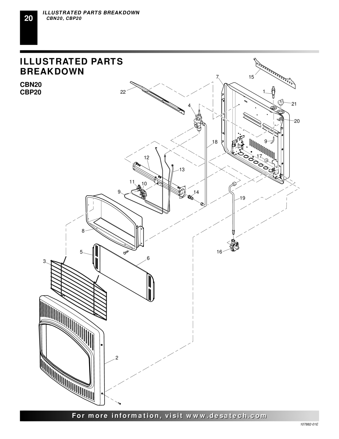 Desa Tech CBP30T, CBN20T, CBN30T, CBP20T installation manual Illustrated Parts Breakdown, CBN20 CBP20 