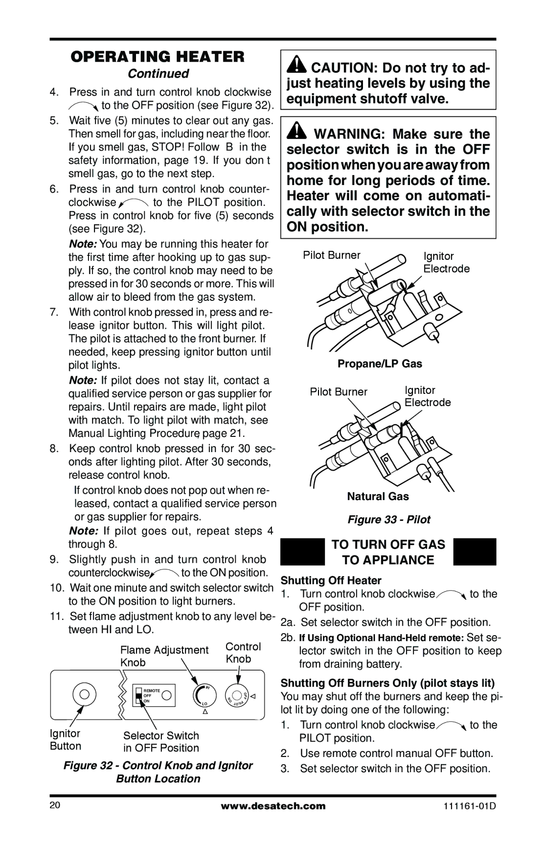 Desa Tech CCL3930PRA, CCL3018NR installation manual To Turn OFF GAS To Appliance 