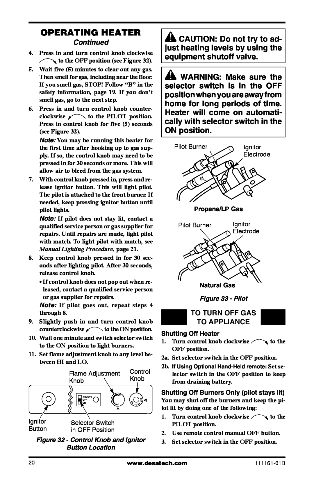 Desa Tech CCL3930PRA, CCL3018NR installation manual To Turn Off Gas To Appliance 