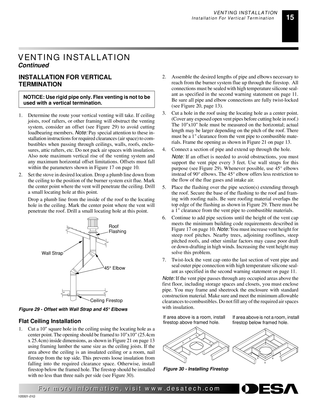 Desa Tech CDVBPC, CDVBNC manual Installation for Vertical Termination, Flat Ceiling Installation 