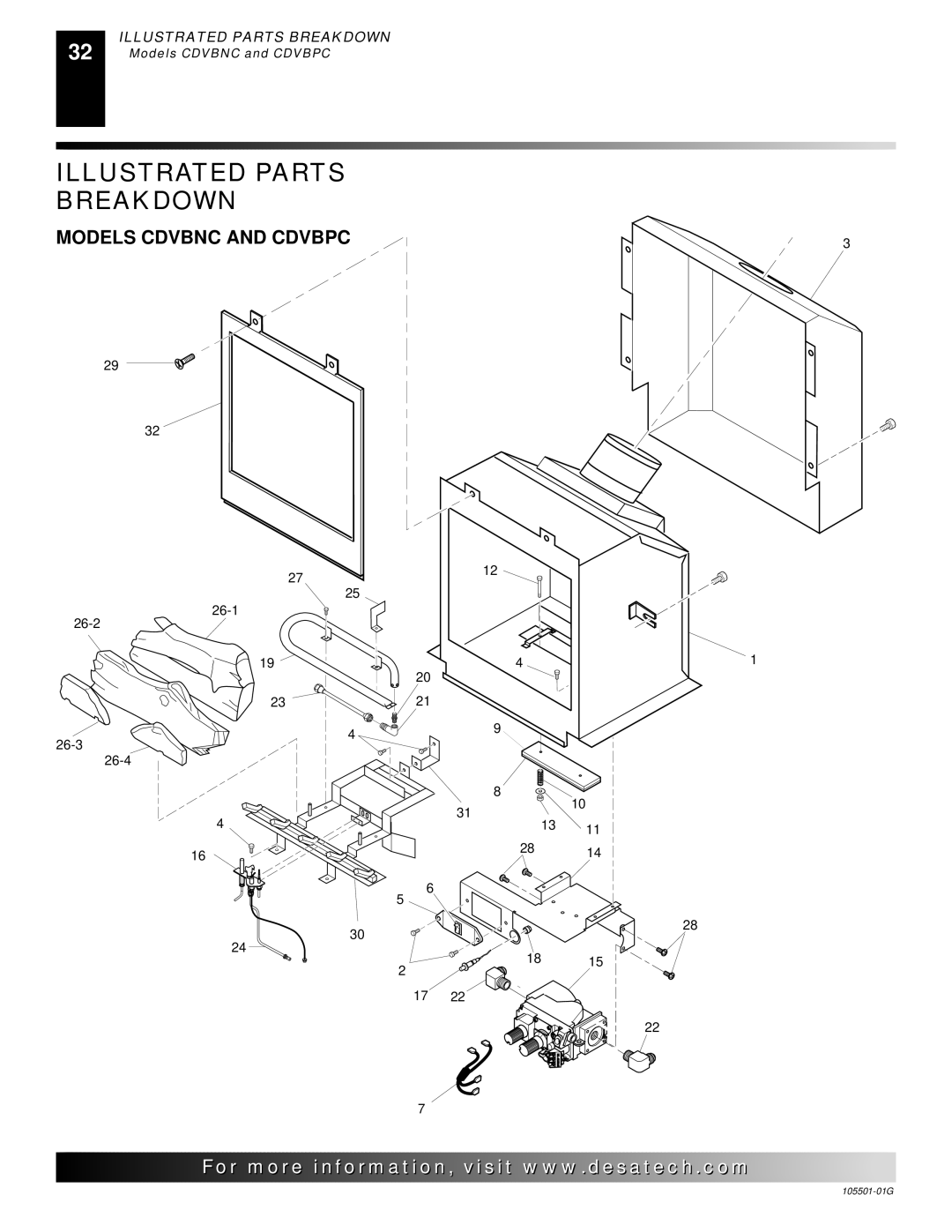 Desa Tech CDVBNC, CDVBPC manual Illustrated Parts Breakdown, Models Cdvbnc and Cdvbpc 