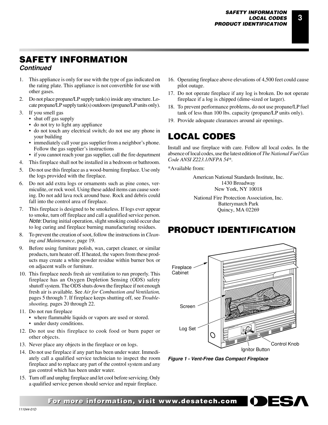 Desa Tech CGCFTN, CGCFTP installation manual Local Codes, Product Identification 