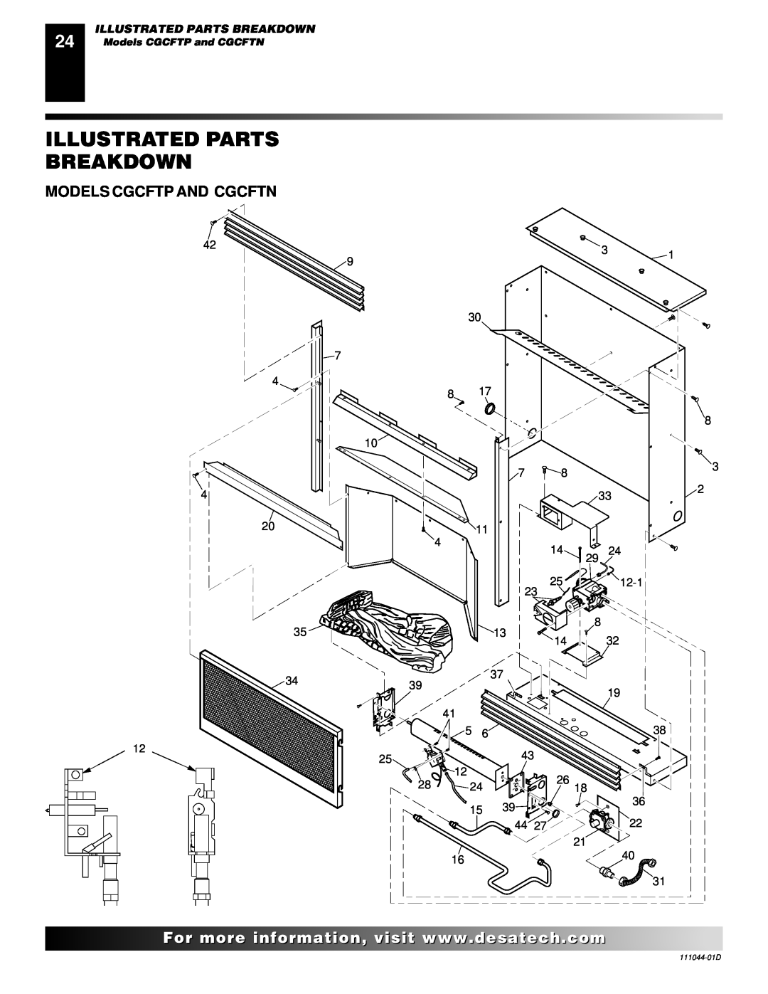 Desa Tech CGCFTP, CGCFTN installation manual Illustrated Parts Breakdown, Models Cgcftp And Cgcftn 
