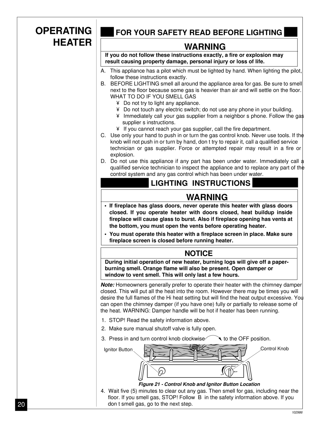 Desa Tech CGD3930N, CGD3018N, CGD3924N installation manual Operating Heater 