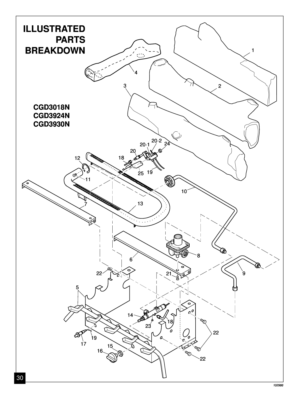 Desa Tech CGD3018N installation manual Illustrated, Parts, Breakdown, CGD3924N, CGD3930N 