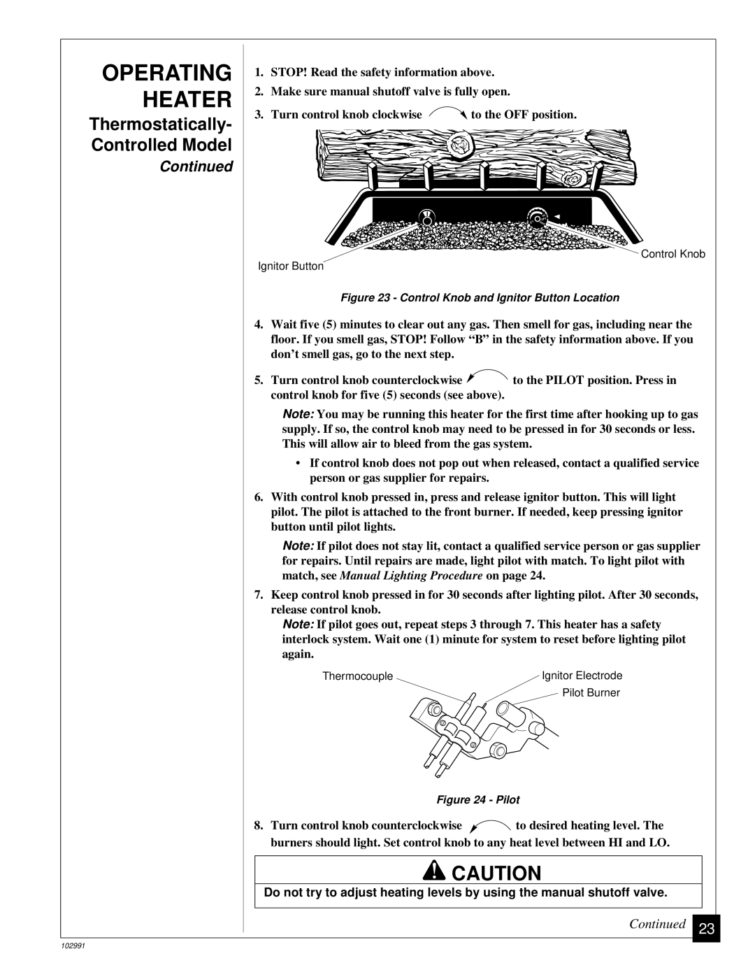 Desa Tech CGD3930P, CGD3018P, CGD3924P installation manual Control Knob Ignitor Button 