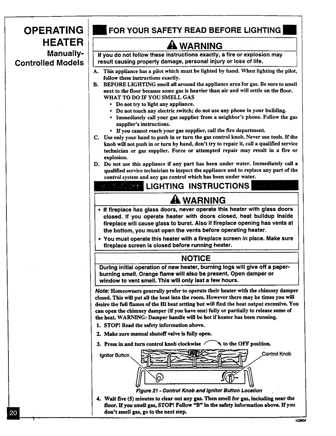 Desa Tech CGD3924PT, CGD3930PT installation manual Operating Heater, IgnitorButlon, Knob 