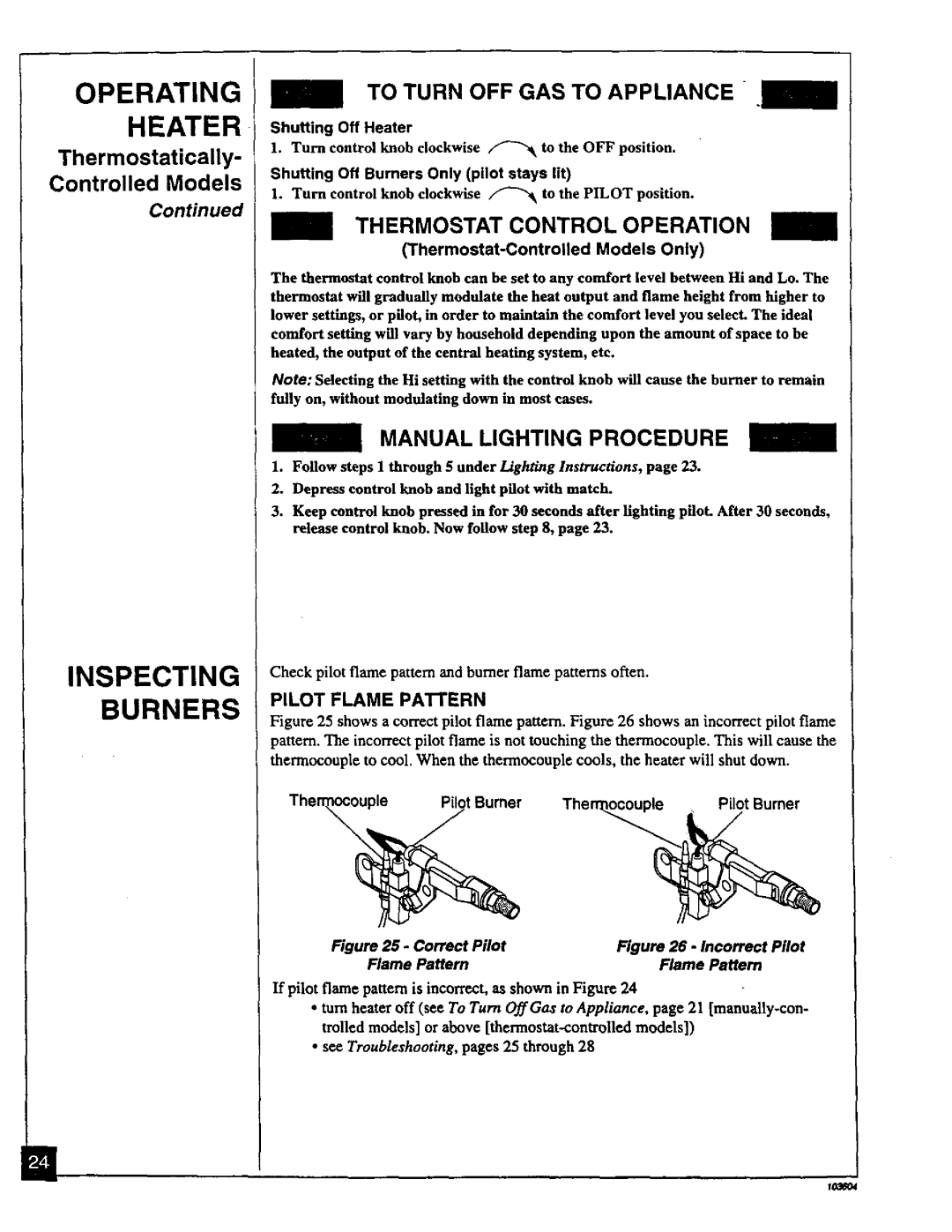 Desa Tech CGD3924PT, CGD3930PT Inspecting Burners, Turn control knob clockwise To the Pilot position, Pilot Flame PAIrERN 