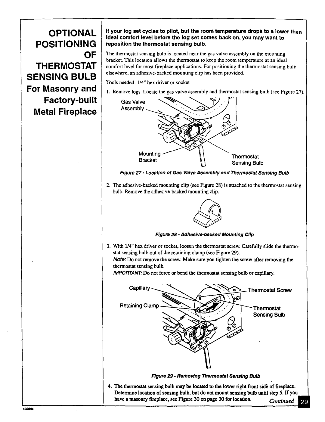 Desa Tech CGD3930PT, CGD3924PT installation manual MountingThermostat, Screw Retaining Claml Sensing Bulb 