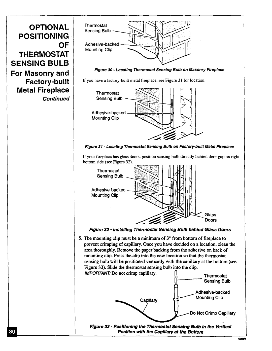 Desa Tech CGD3924PT, CGD3930PT installation manual ThermostatL, Glass Doors 