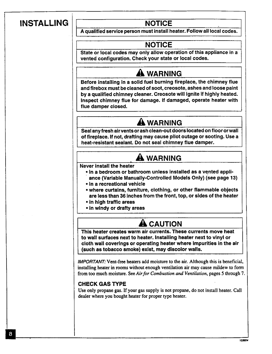 Desa Tech CGD3924PT, CGD3930PT installation manual Installing, Check GAS Type 