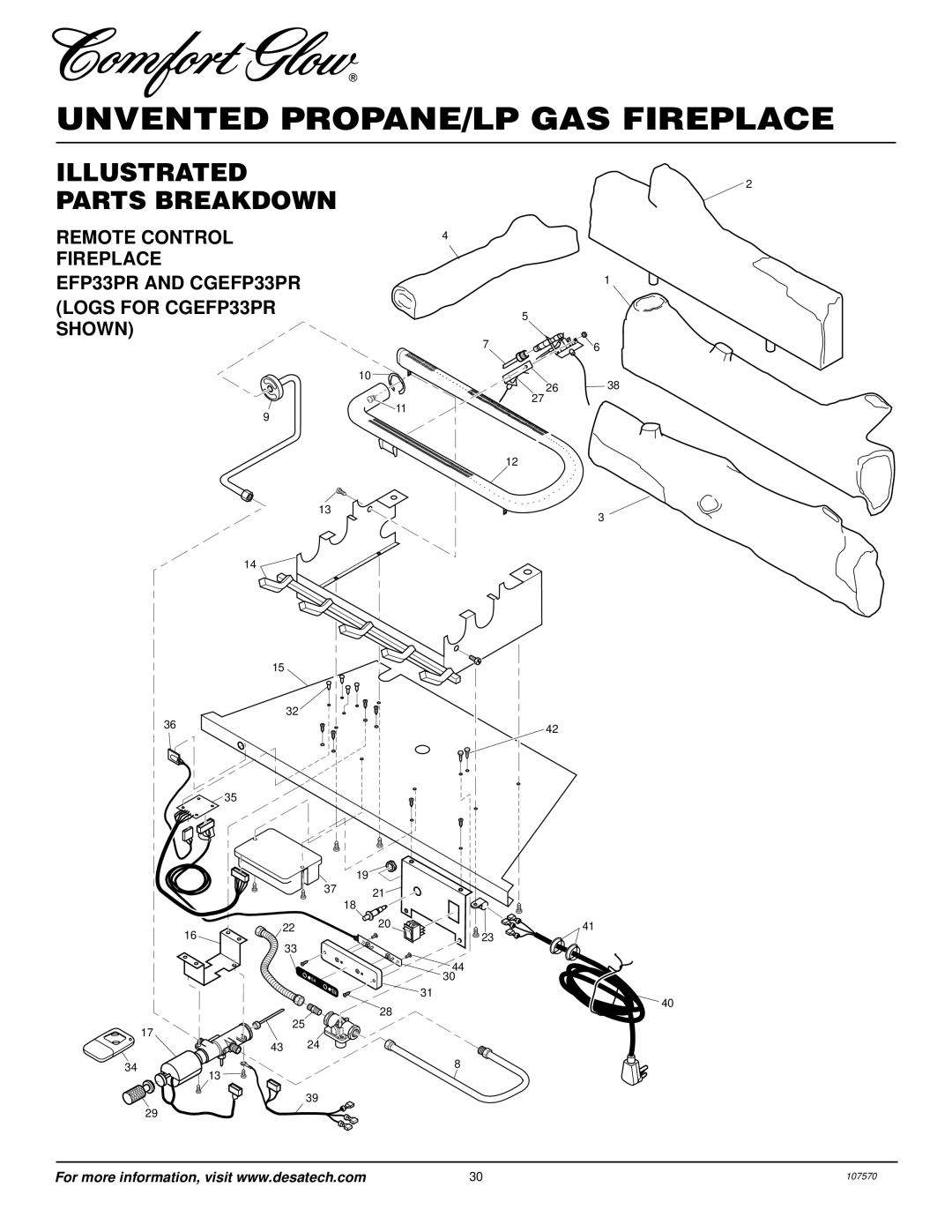 Desa Tech CGEFP33PR installation manual Illustrated Parts Breakdown 