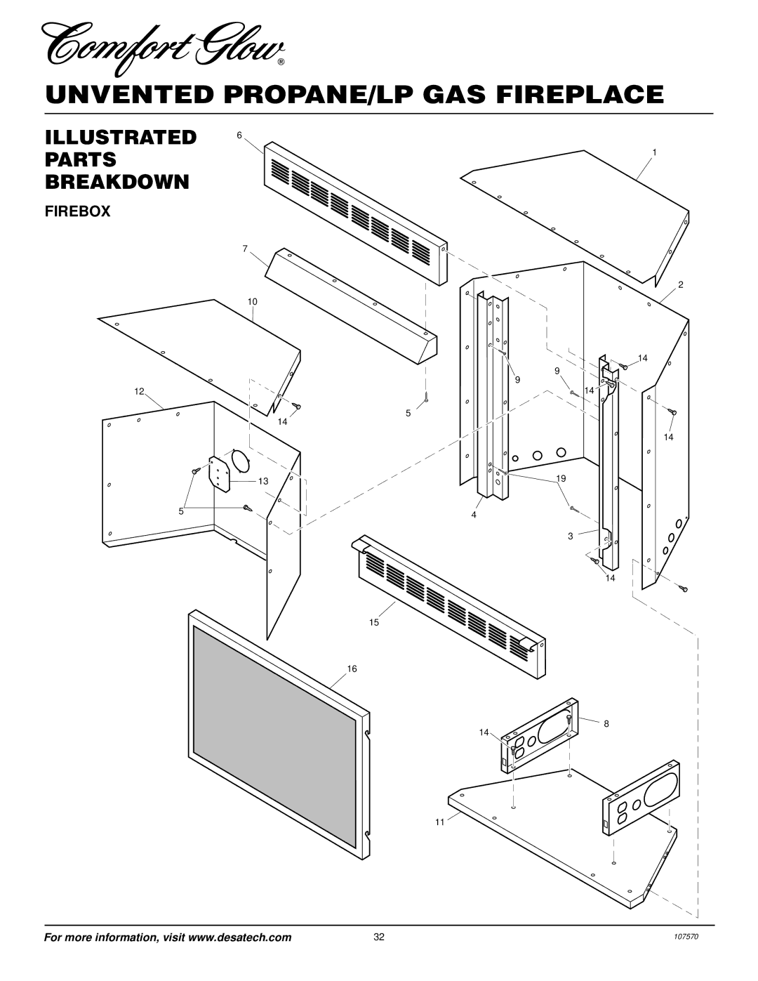 Desa Tech CGEFP33PR installation manual Firebox 