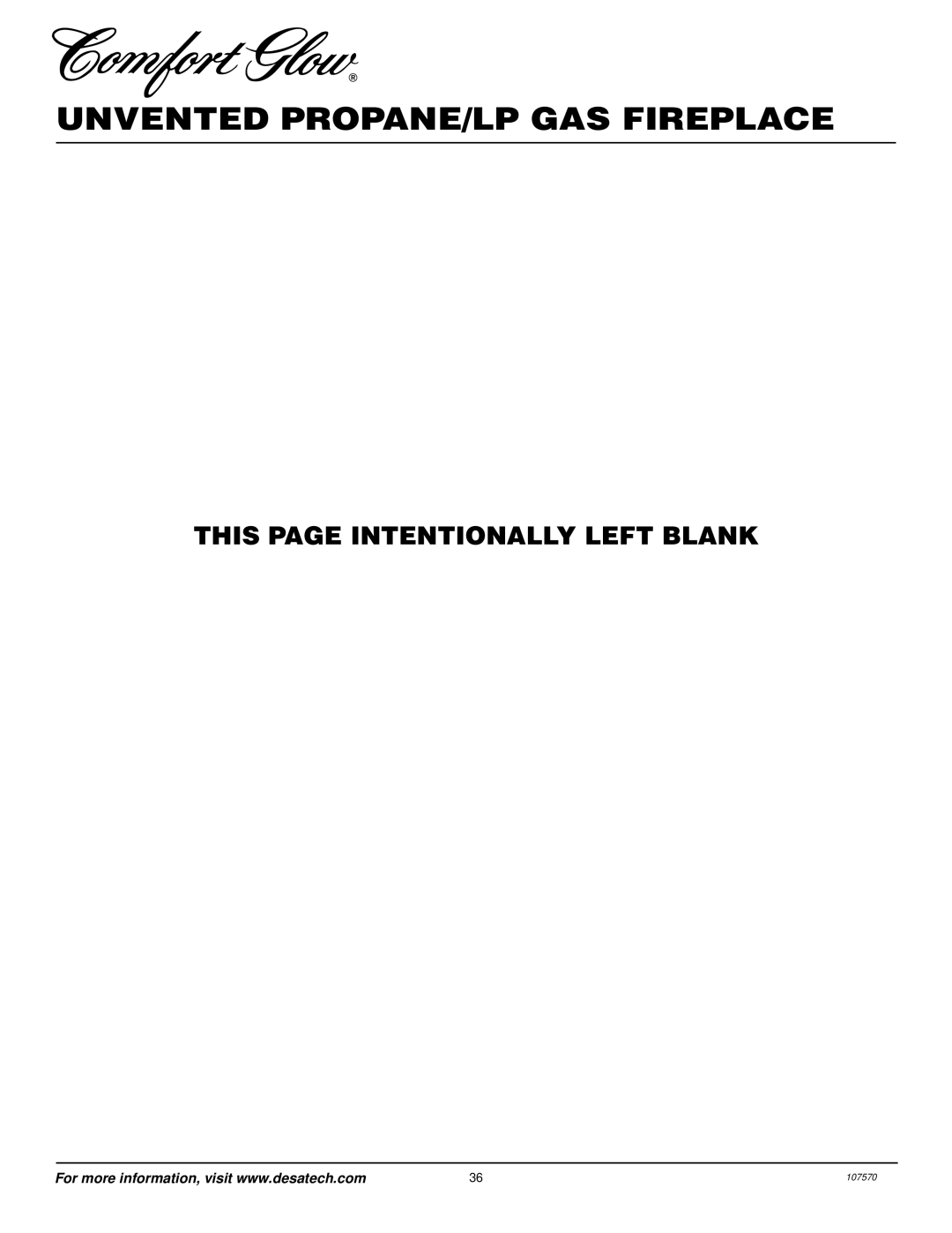 Desa Tech CGEFP33PR installation manual This page Intentionally Left Blank 