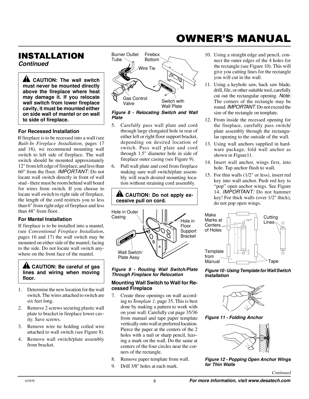 Desa Tech CGEFP33PR installation manual Lines and wiring when moving floor 