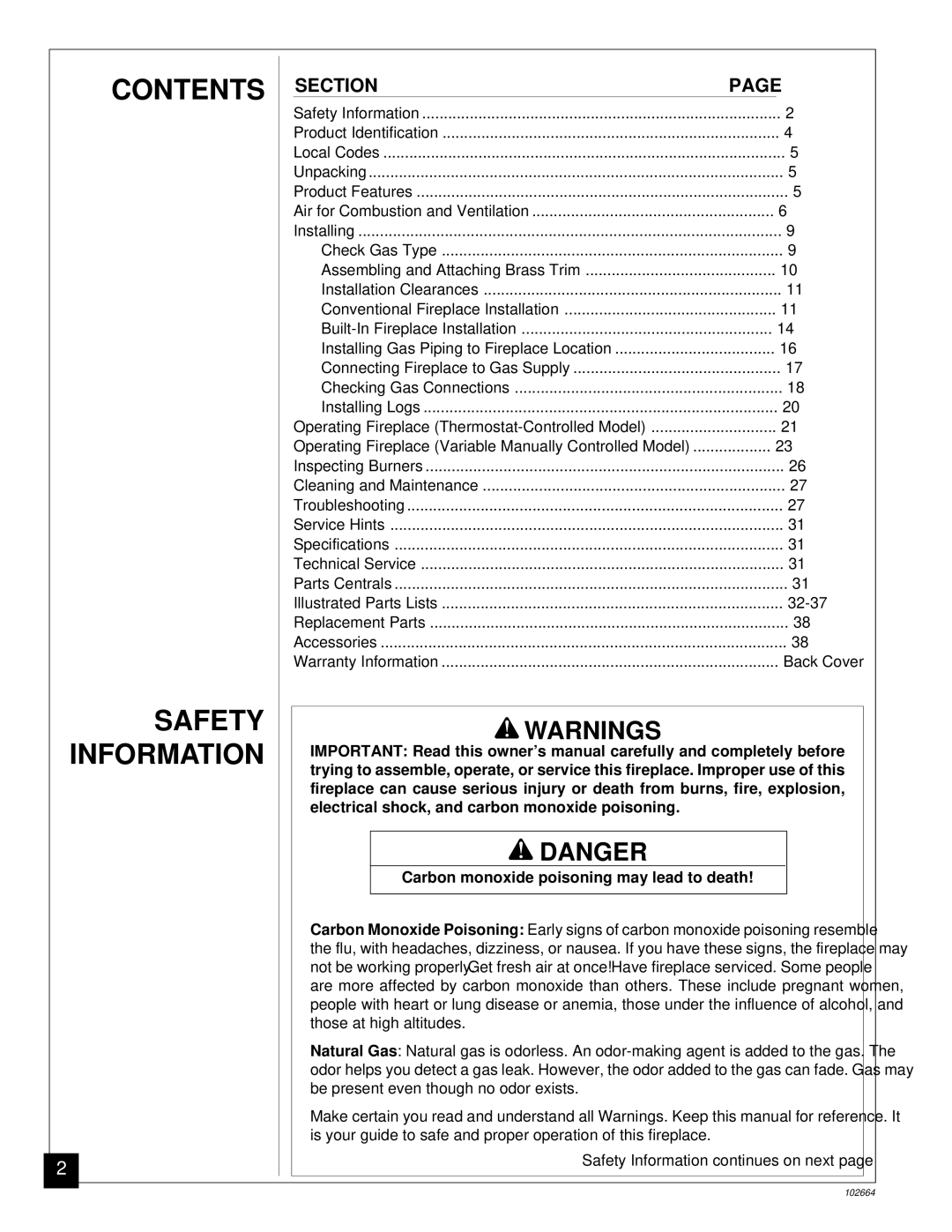 Desa Tech CGF265NVA, CGF280NT installation manual Contents Safety Information 