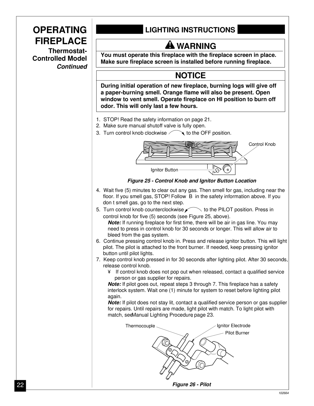 Desa Tech CGF265NVA, CGF280NT installation manual Operating Fireplace 