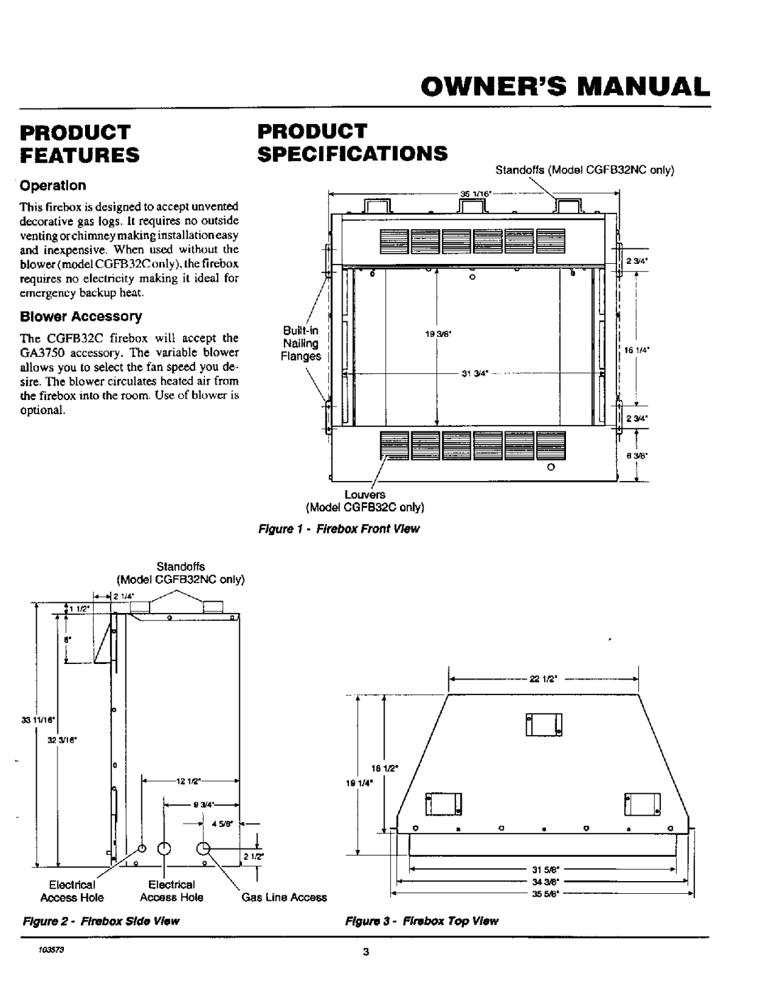 Desa Tech CGFB32C, CGFB32NC installation manual Productproduct Featuresspecifications, Operation 