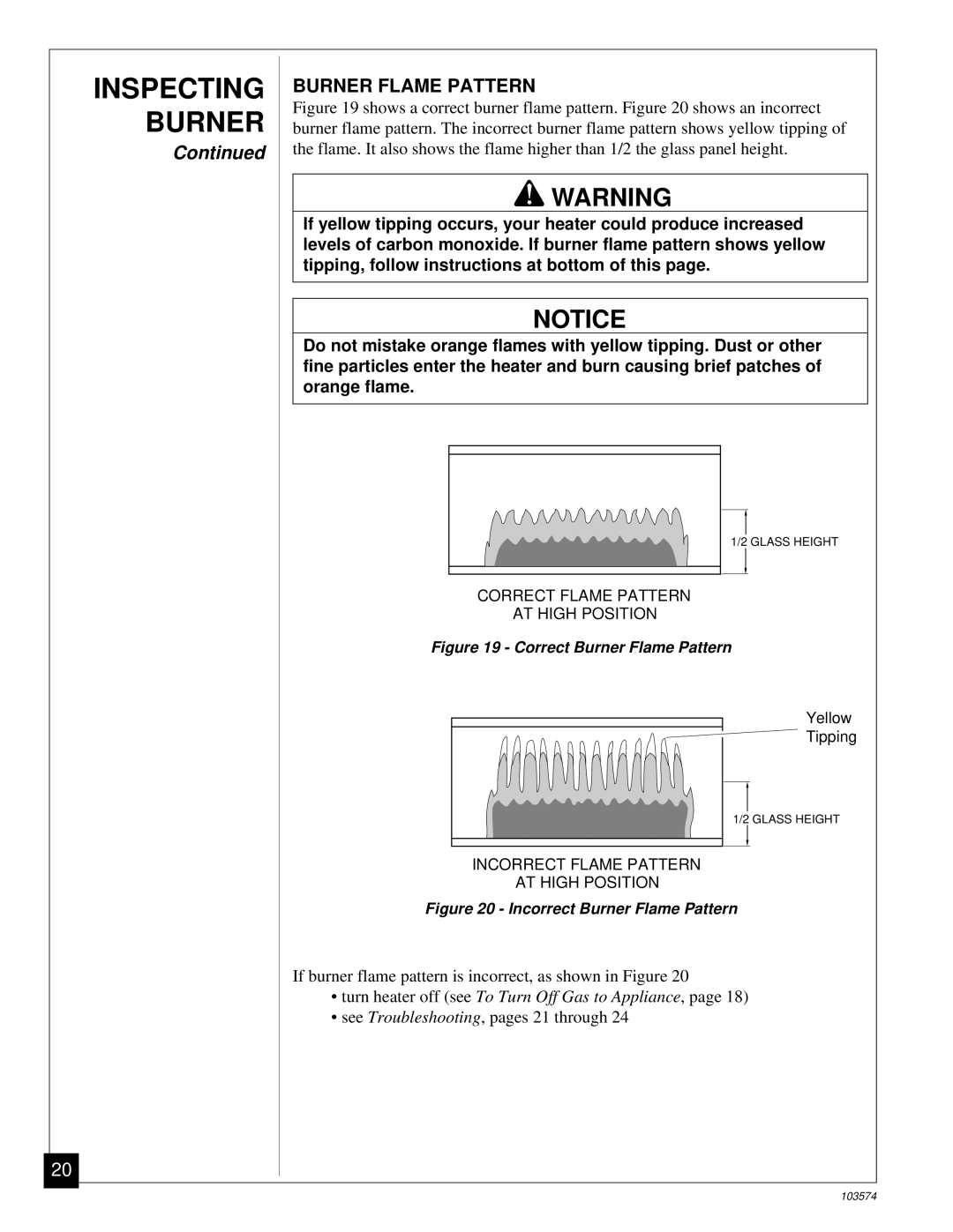 Desa Tech CGN10TL installation manual Correct Burner Flame Pattern 