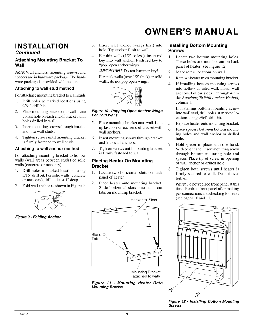 Desa Tech CGN20TA installation manual Attaching Mounting Bracket To Wall, Placing Heater On Mounting Bracket 