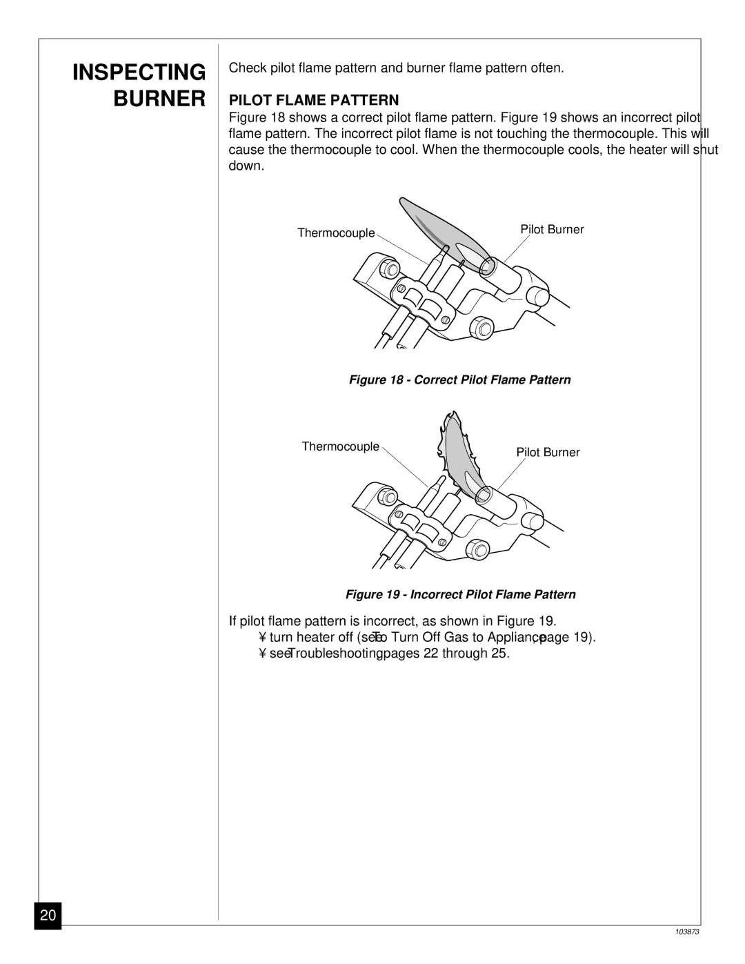 Desa Tech CGN20TL, CGN30TL installation manual Inspecting Burner, Pilot Flame Pattern 