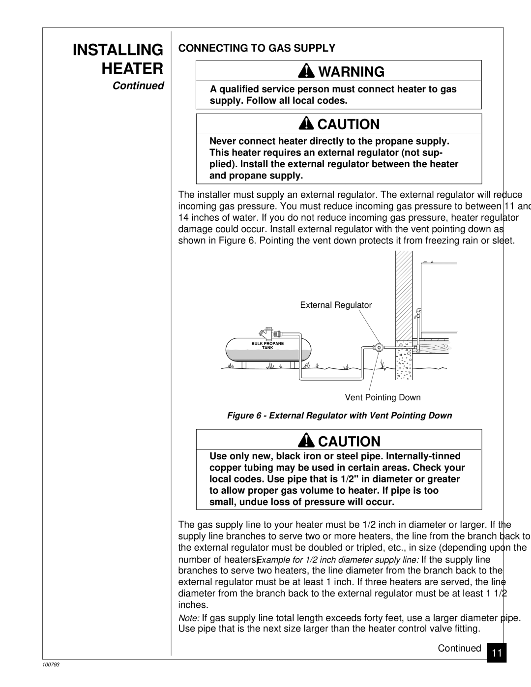 Desa Tech CGR35PA, CGR65BPA, CGR50BPA, CGR50PA, CGR65PA installation manual Heater 