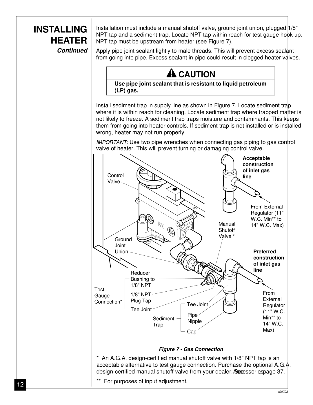 Desa Tech CGR50BPA, CGR65BPA, CGR35PA, CGR50PA, CGR65PA installation manual Gas Connection 