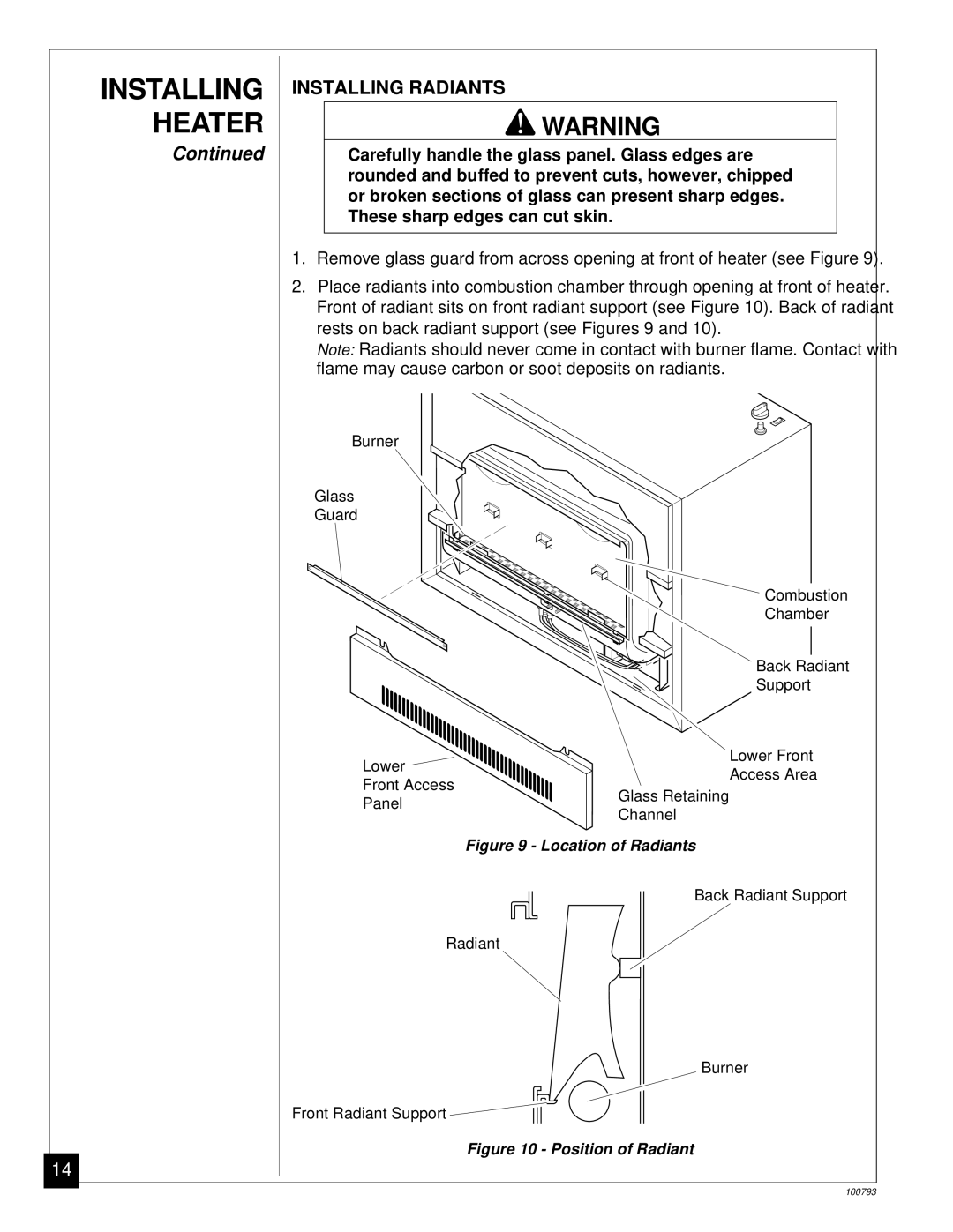 Desa Tech CGR65PA, CGR65BPA, CGR35PA, CGR50BPA, CGR50PA installation manual Installing Radiants, Location of Radiants 