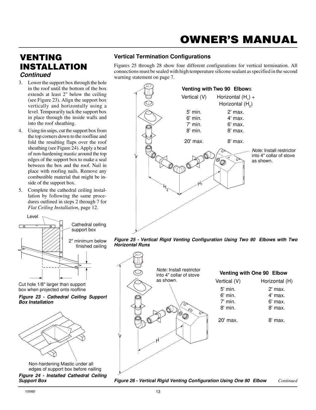 Desa Tech CHDV34NA, CHDV34PA installation manual Vertical Termination Configurations, Venting with One 90 Elbow 