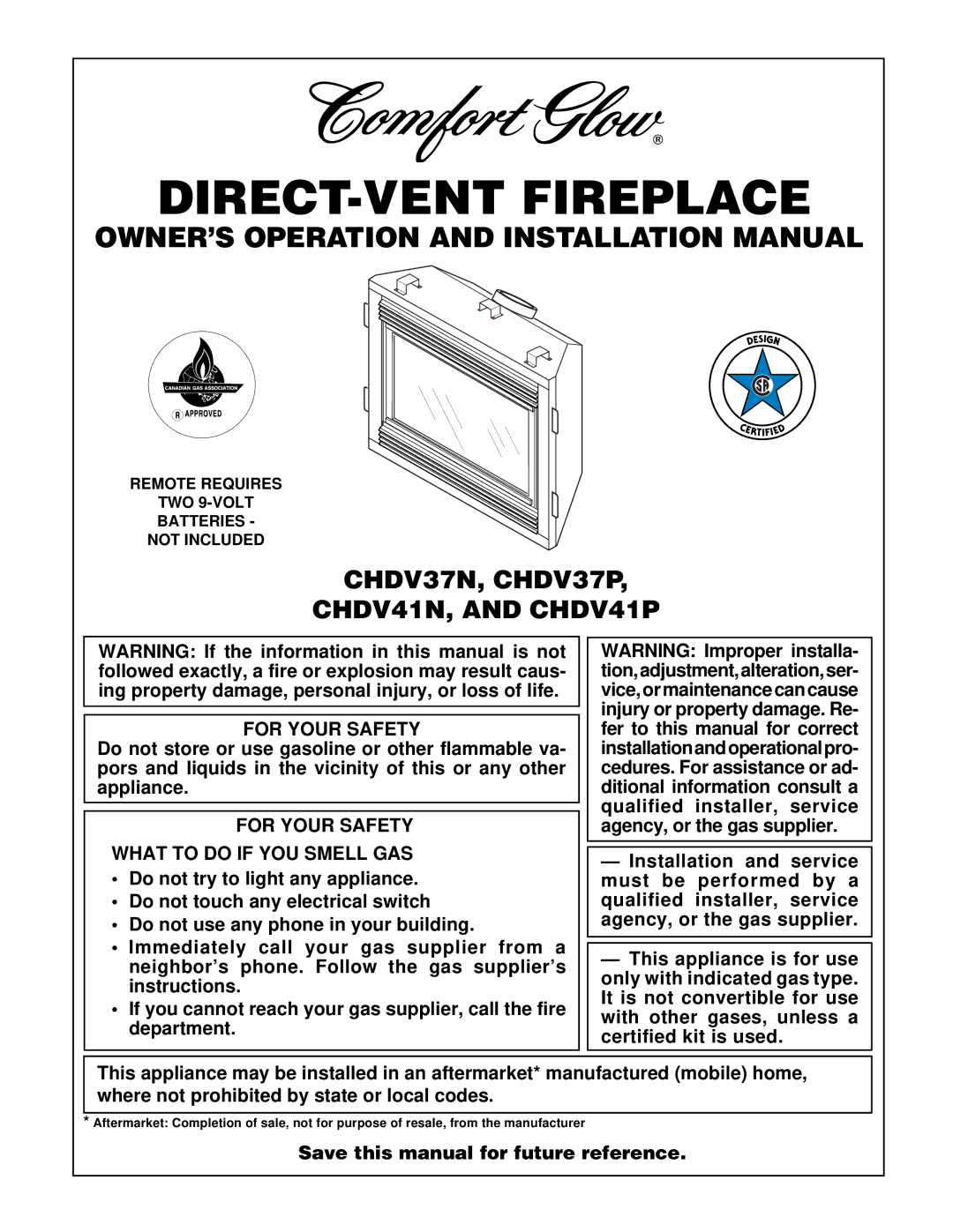 Desa Tech installation manual CHDV37N, CHDV37P CHDV41N, and CHDV41P, For Your Safety 